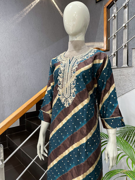 Teal Muslin Kurta for Women