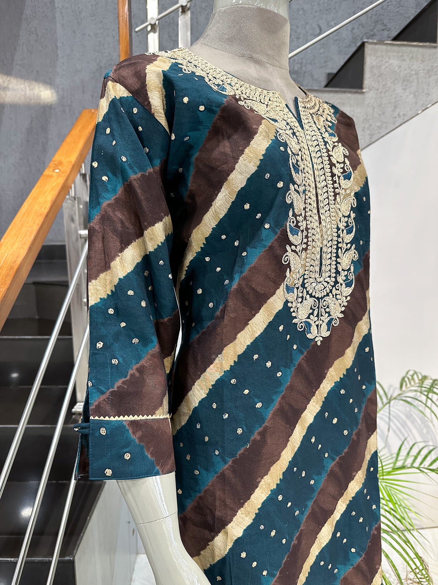 Teal Muslin Kurta for Women