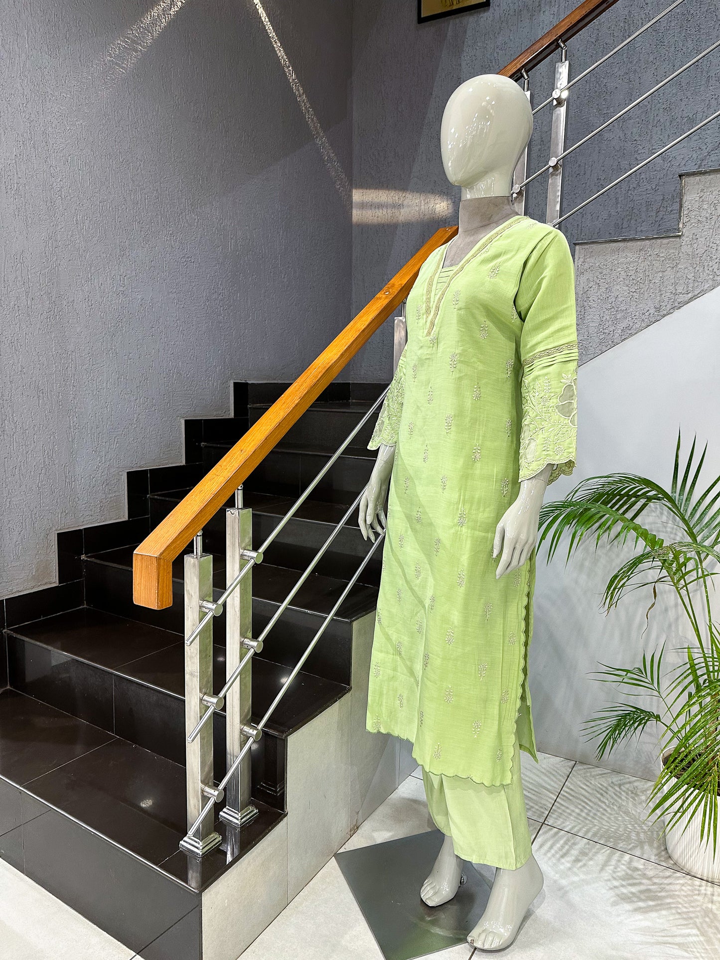Pista Green Mul Chanderi Party Wear CHURIDAR Set with Embroidered Dupatta | Premium Ethnic Wear for Women