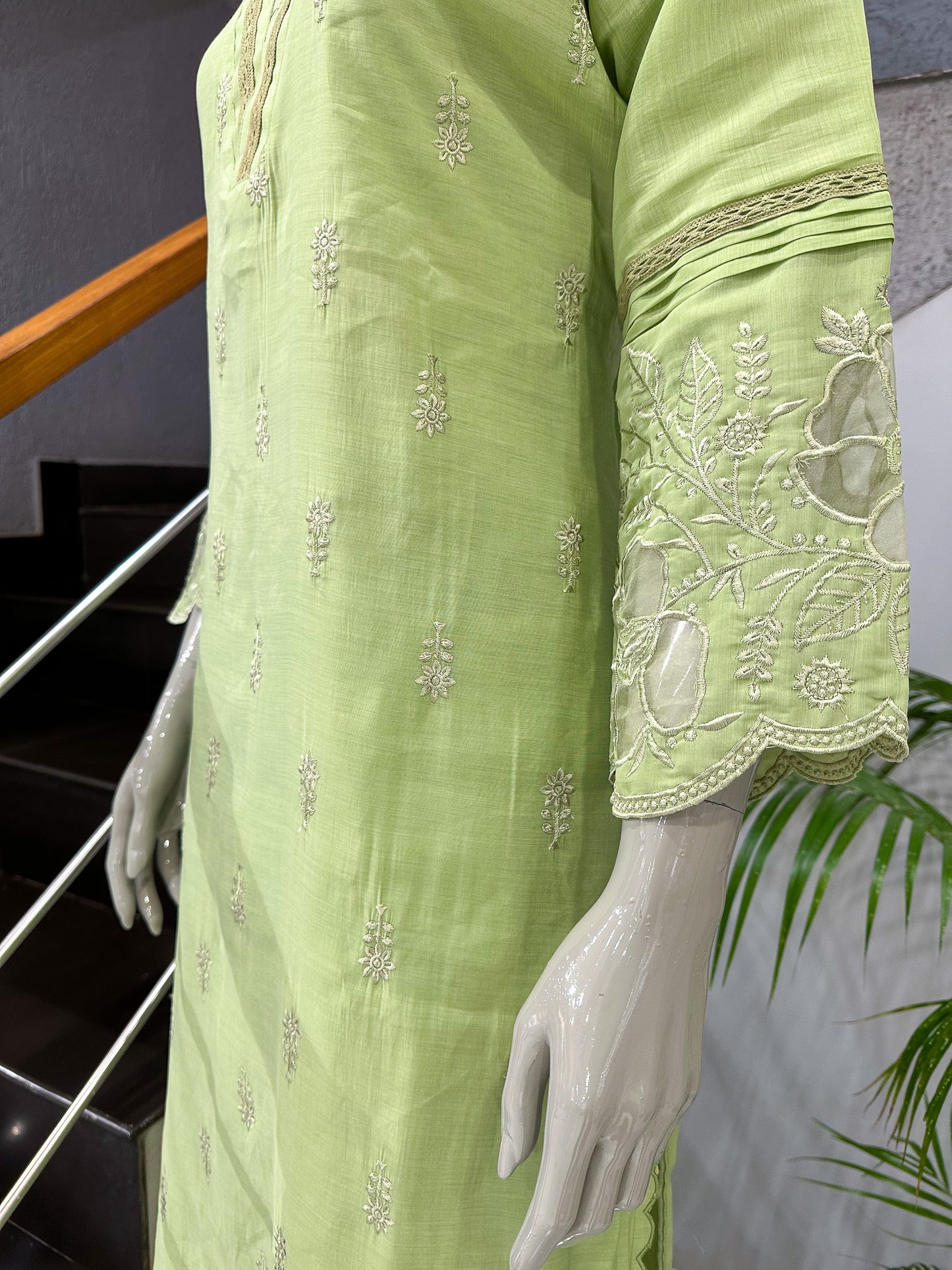 Pista Green Mul Chanderi Party Wear CHURIDAR Set with Embroidered Dupatta | Premium Ethnic Wear for Women