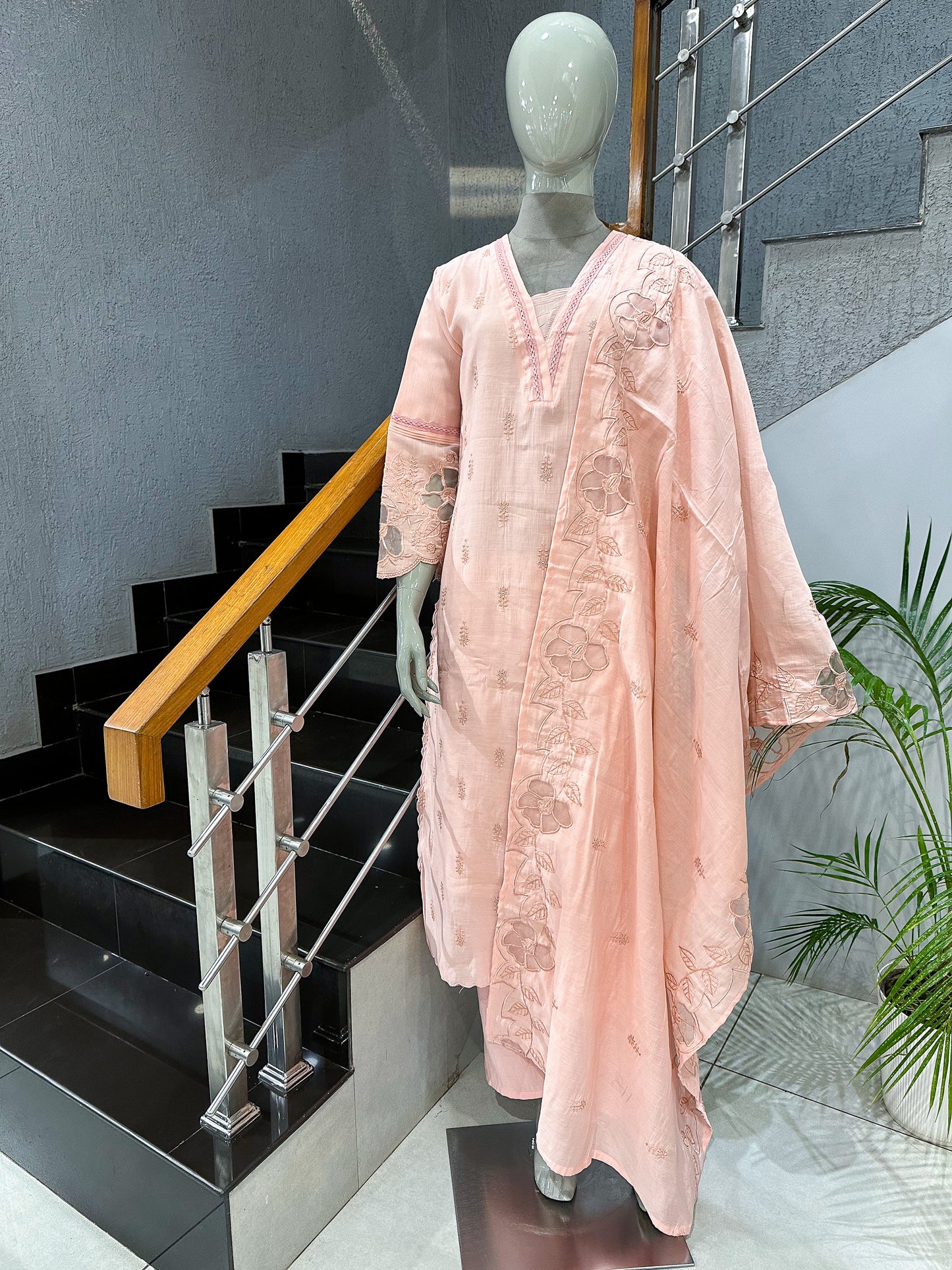 Blush Pink Mul Chanderi Party Wear CHURIDAR Set with Embroidered Dupatta | Premium Ethnic Wear for Women