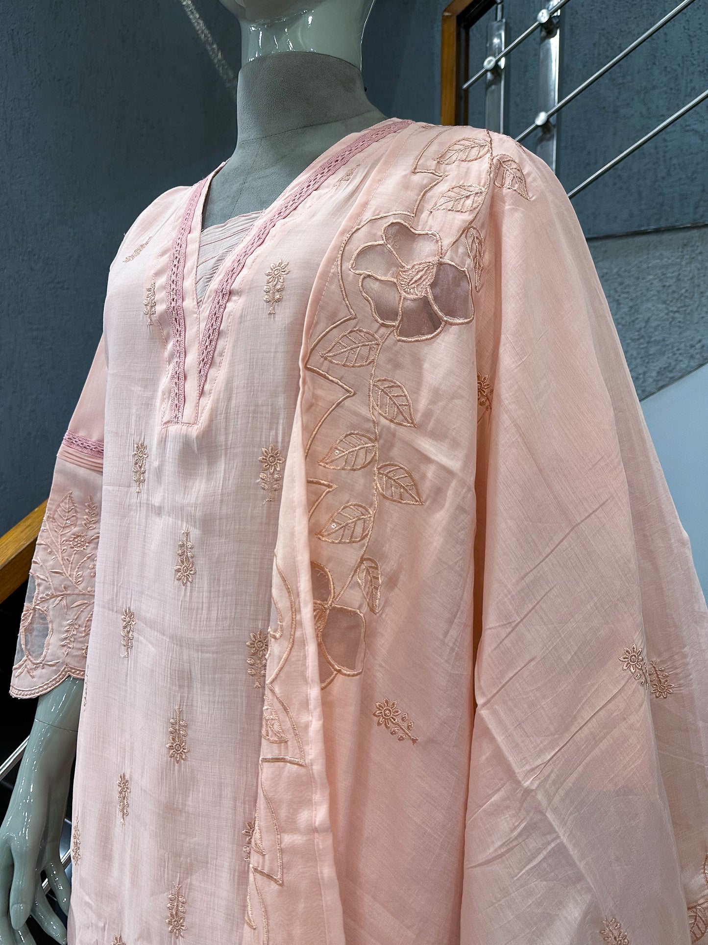 Blush Pink Mul Chanderi Party Wear CHURIDAR Set with Embroidered Dupatta | Premium Ethnic Wear for Women