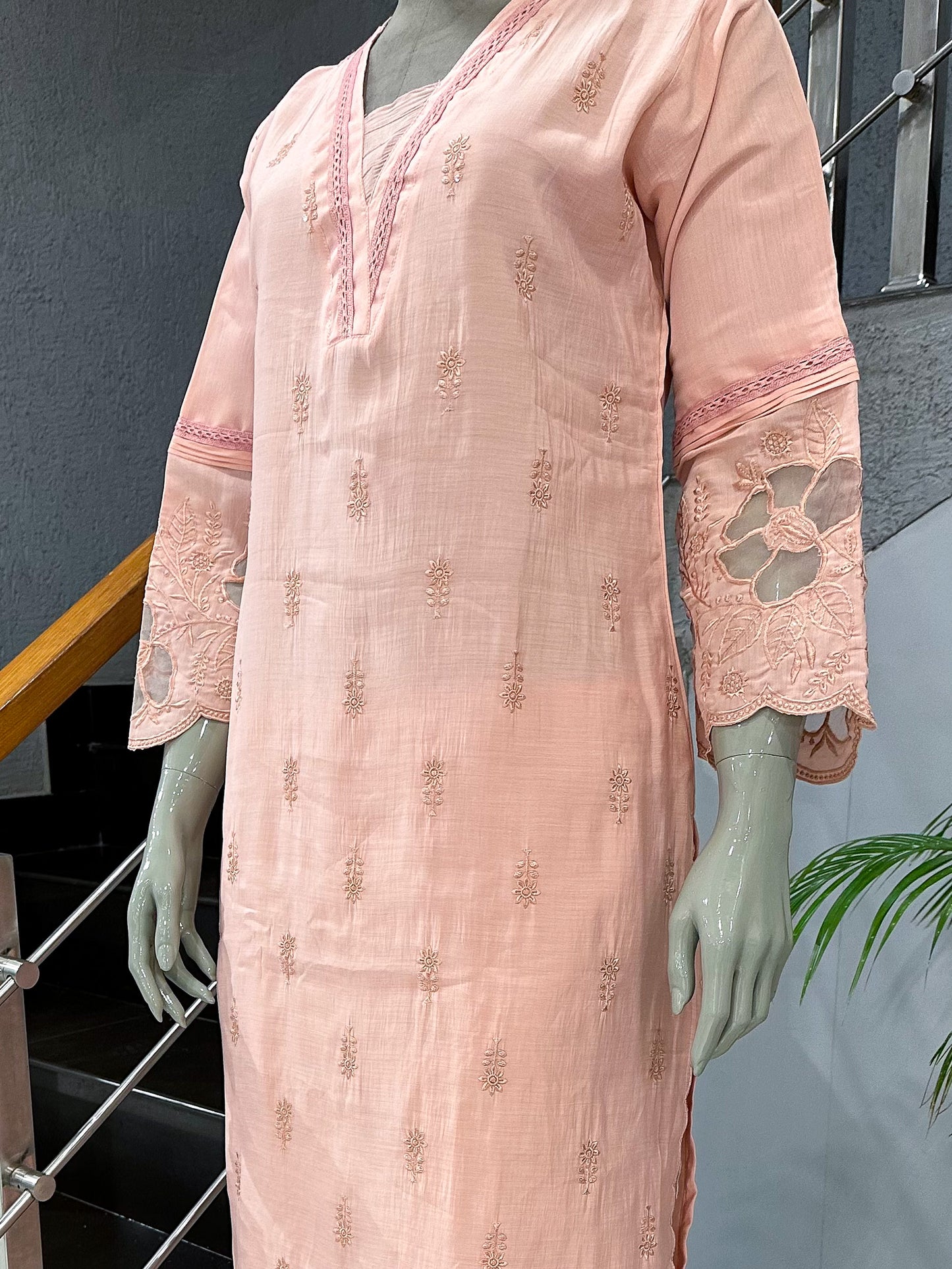 Blush Pink Mul Chanderi Party Wear CHURIDAR Set with Embroidered Dupatta | Premium Ethnic Wear for Women