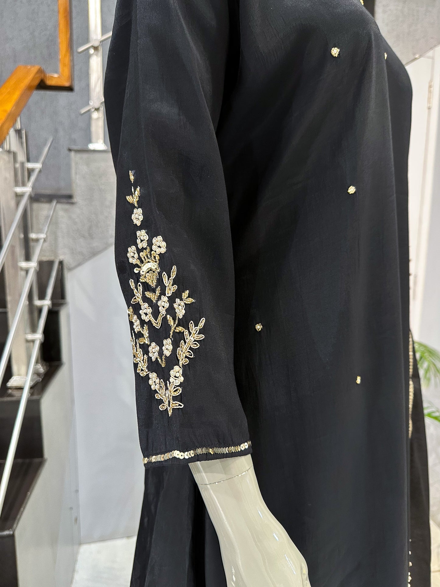 Black Mul Chanderi Party Wear Anarkali Set with Organza Dupatta | Premium Ethnic Wear for Women