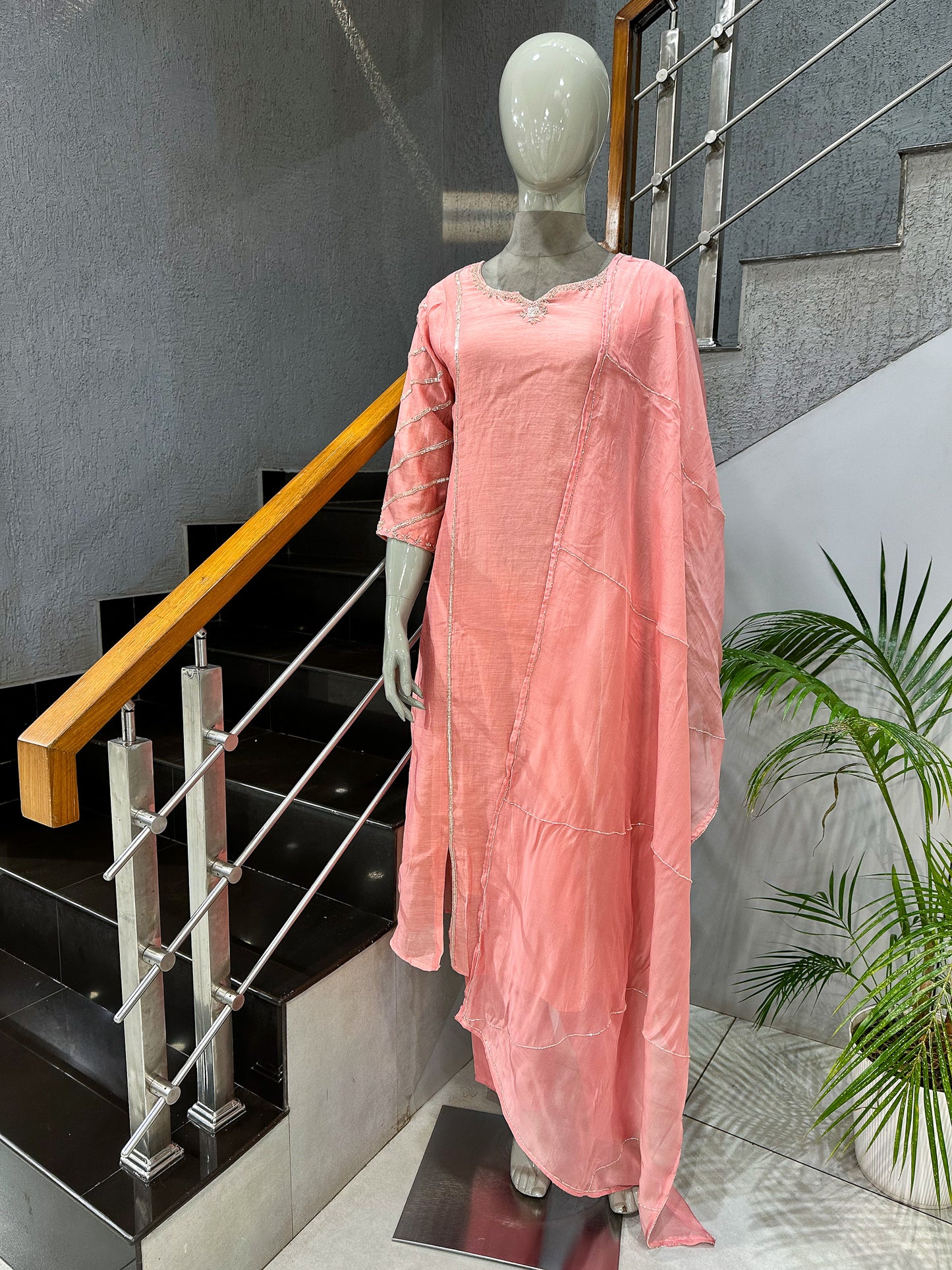 Premium Pink Mul Cotton Party Wear Anarkali Set with Organza Dupatta | Elegant Women’s Ethnic Wear