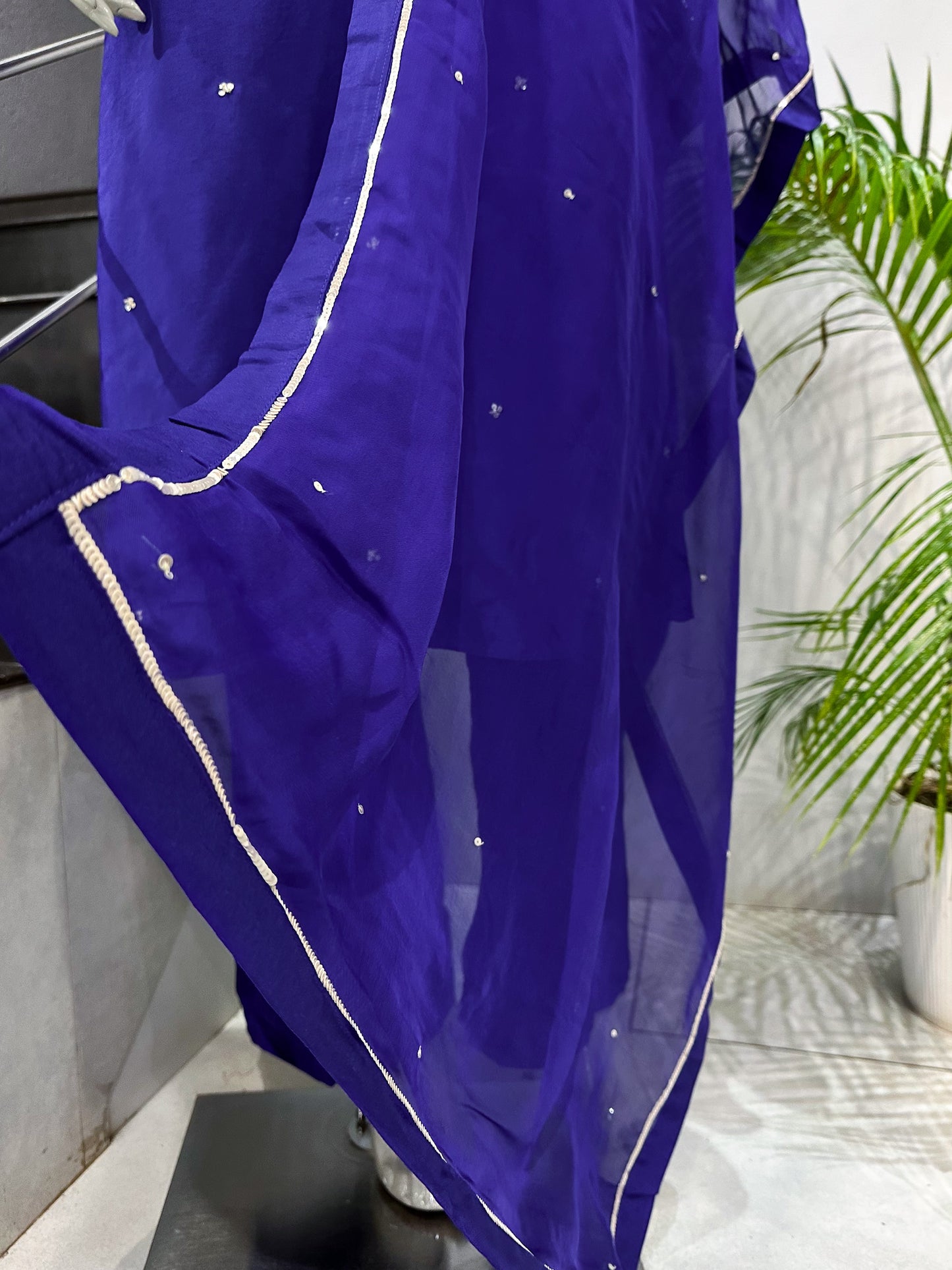 Royal Blue Russian Silk Party Wear Anarkali Set with Organza Dupatta | Premium Women’s Ethnic Wear