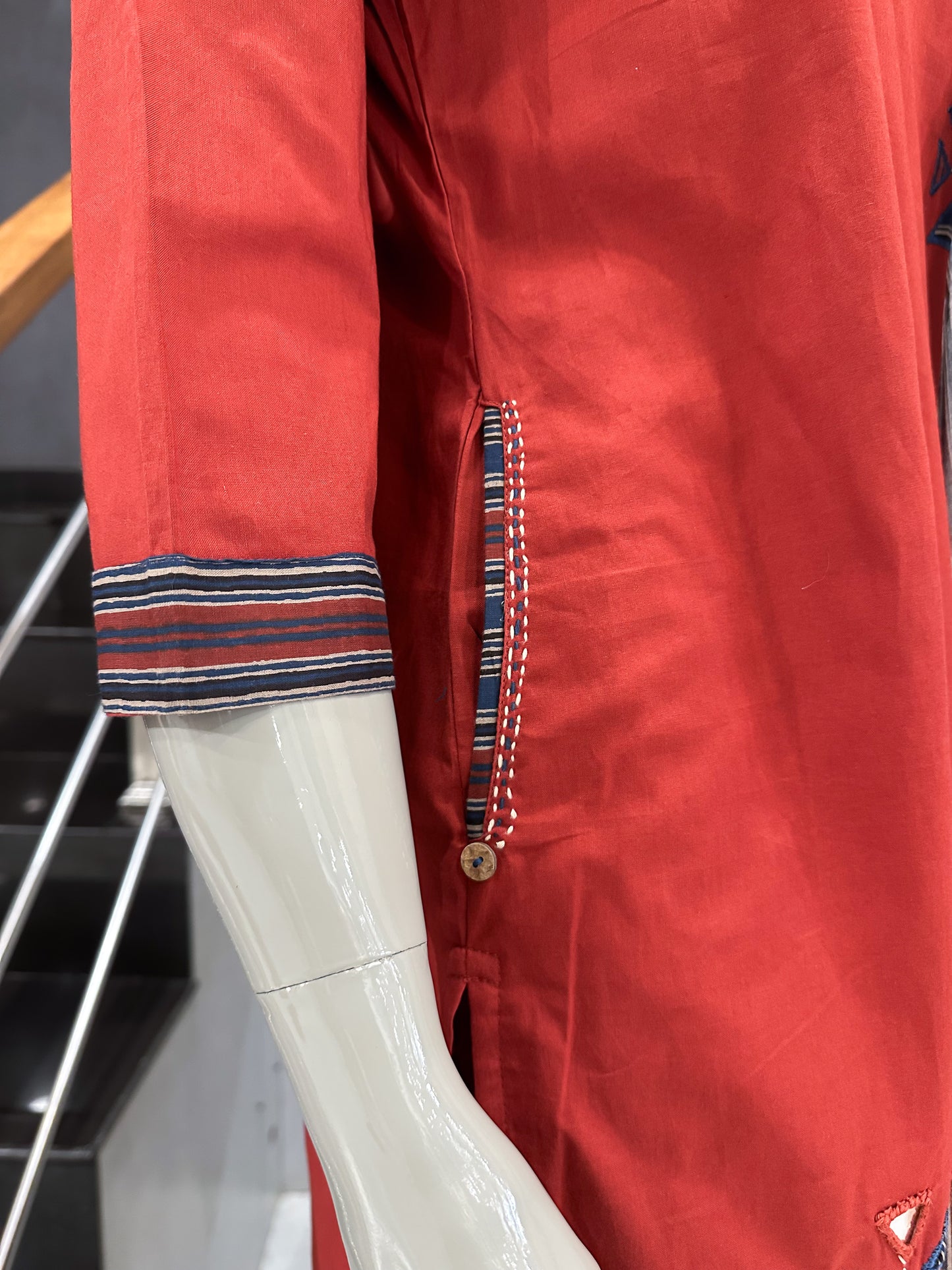 Premium Rust Red Cotton Churidar Set with Printed Dupatta & Palazzo Bottom for Women | Daily Wear Ethnic Suit