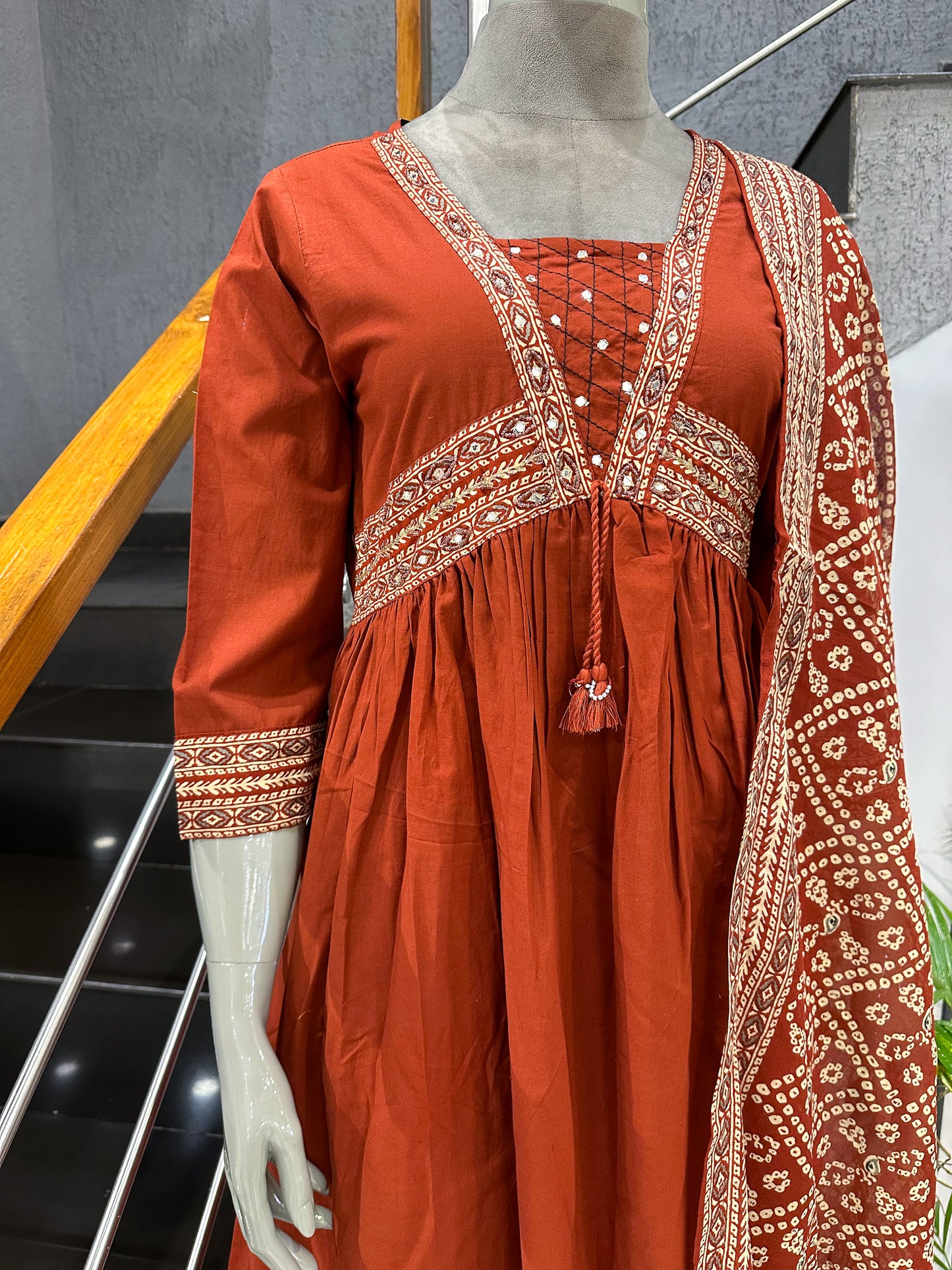 Designer Rust Cotton Salwar Set