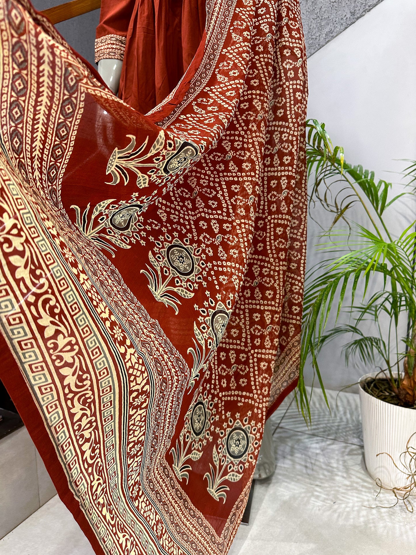 Designer Rust Cotton Salwar Set