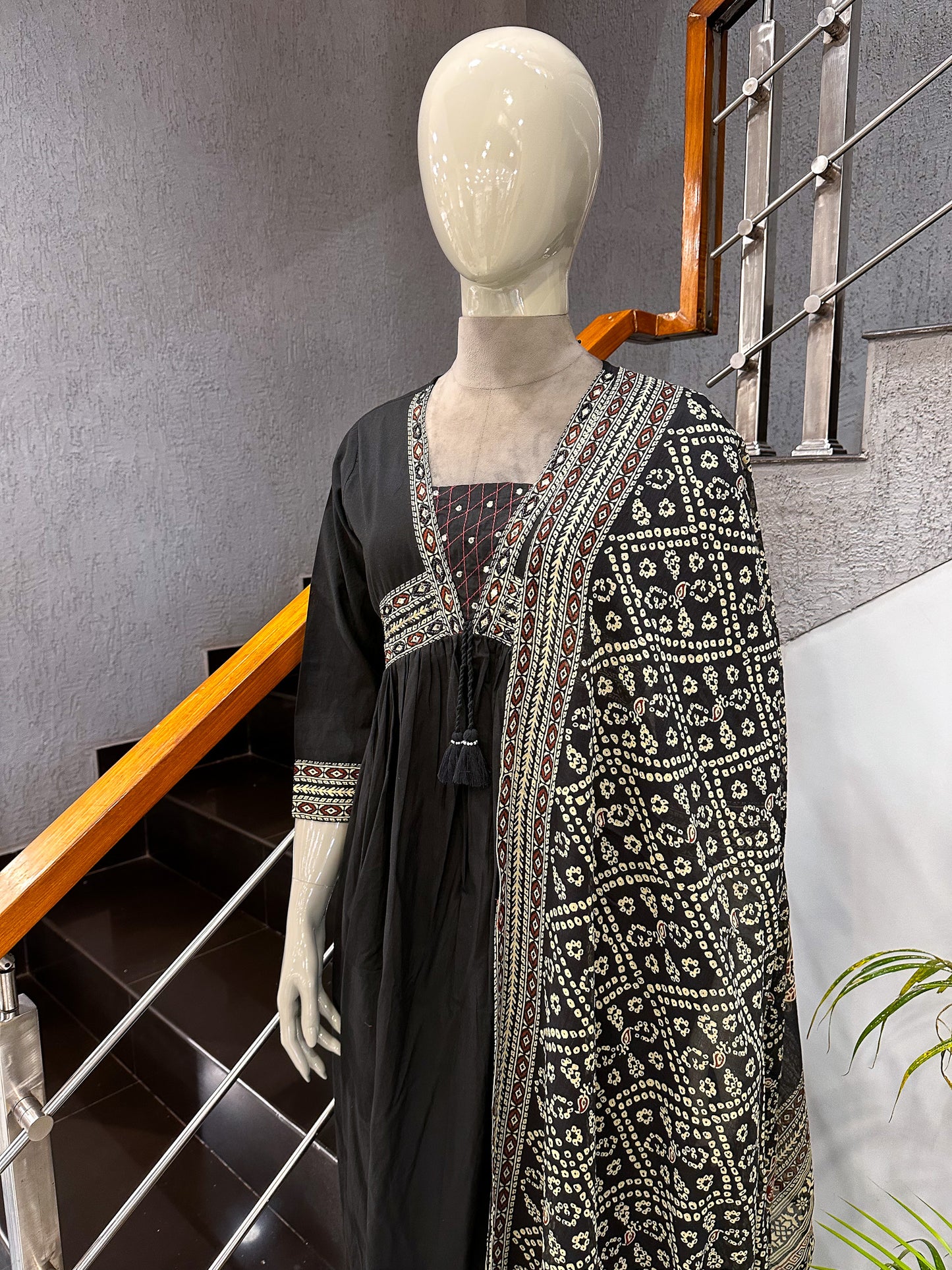 Designer Black Cotton Salwar Set