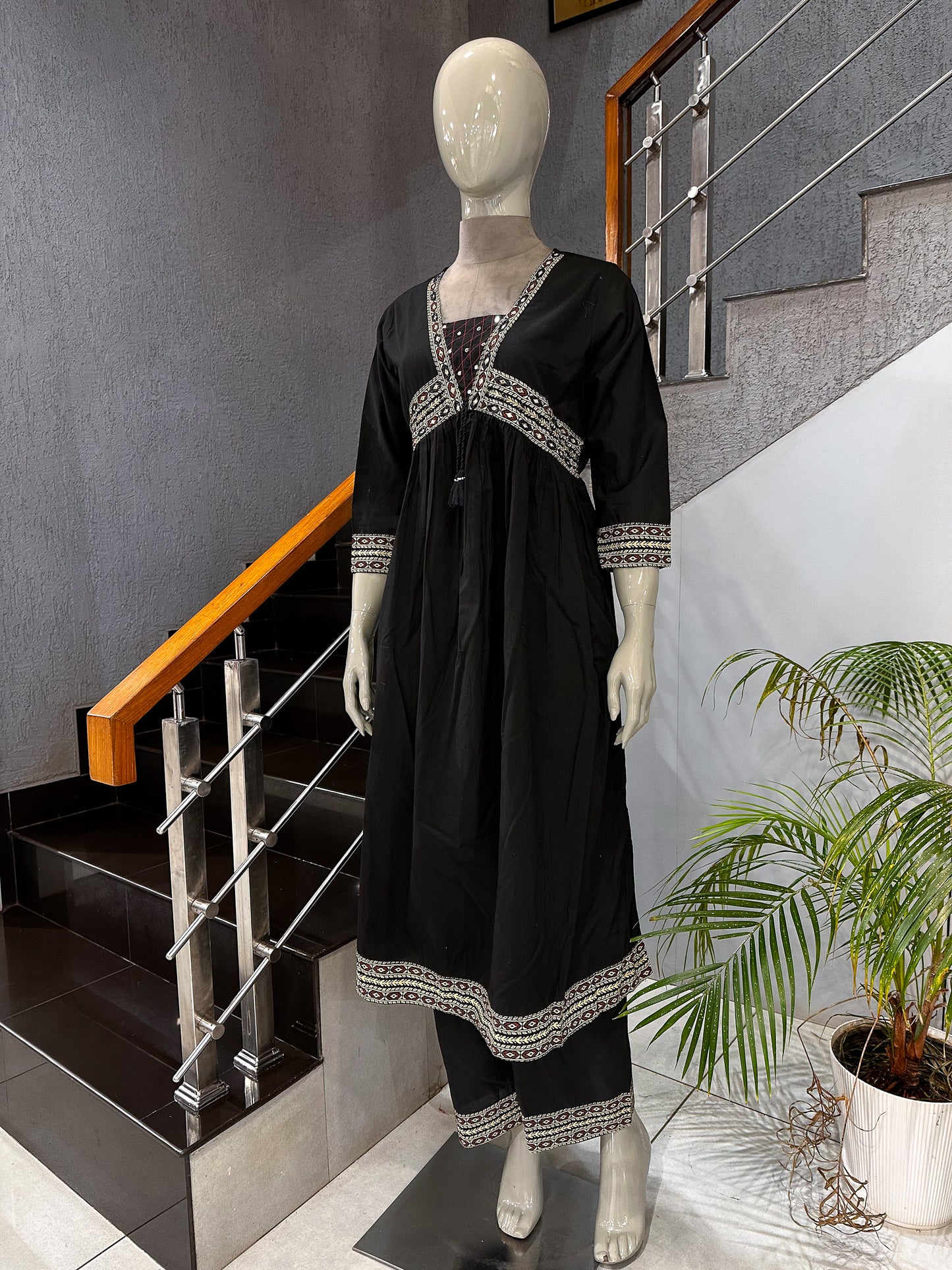 Designer Black Cotton Salwar Set