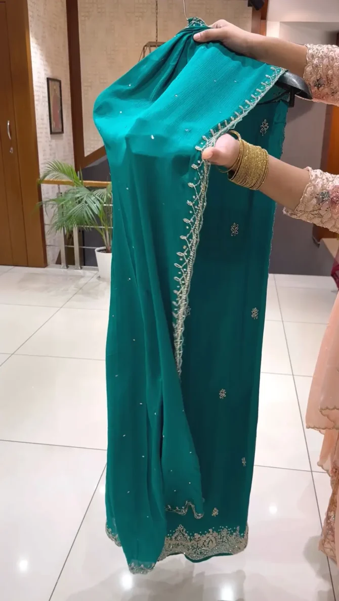 Elegant Chinon Fabric Salwar Suit in Green with Intricate Handwork