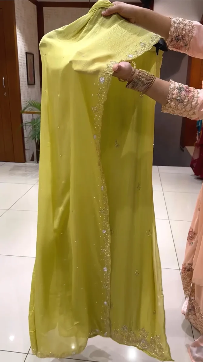 Elegance Redefined: Chinon Fabric Yellow salwar