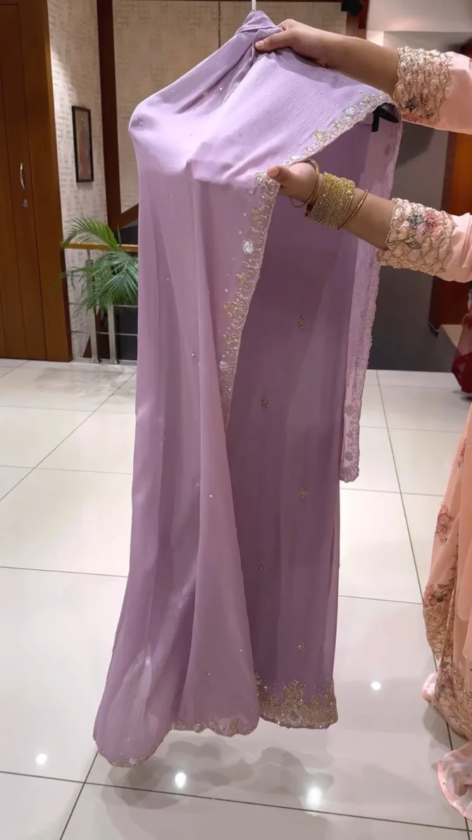 Discover the Elegance of Chinon Fabric: The Lavender Salwar