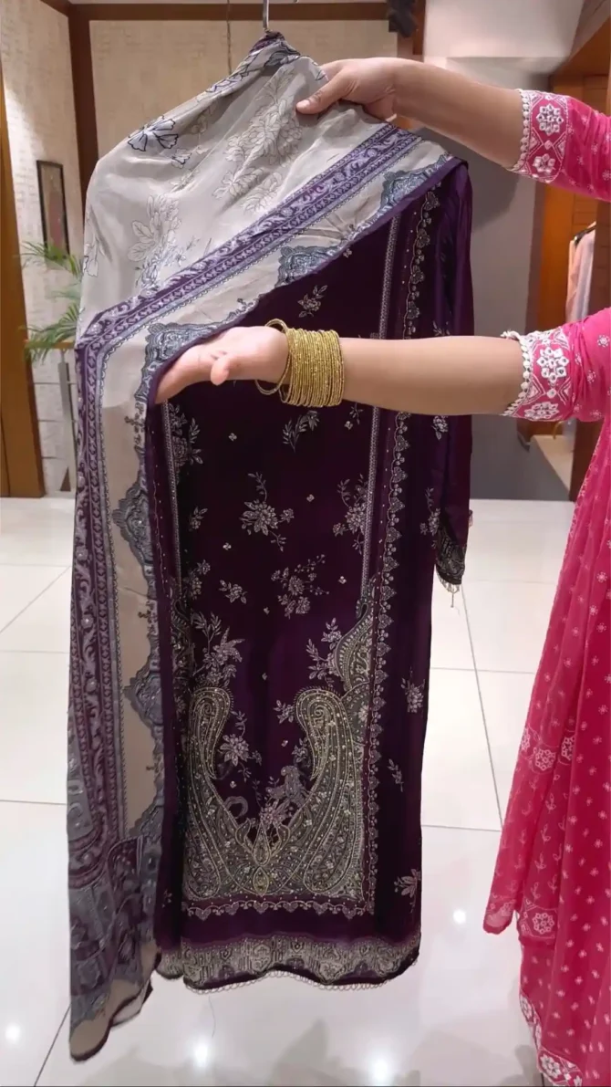 Elegance in Purple: Digital Printed Ethnic Wear Salwar