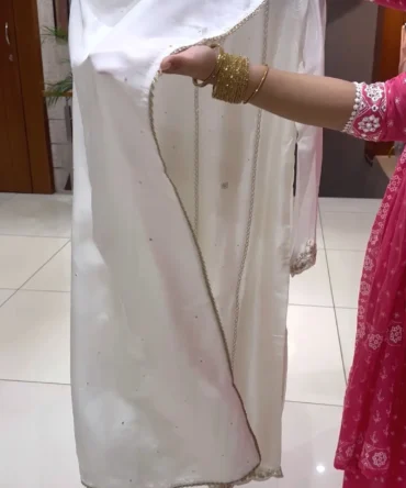 Elegant White Organza Fabric Party Wear Salwar