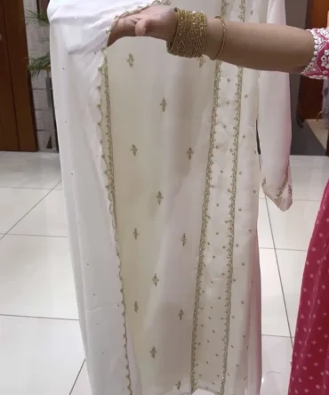 Elegant White Chiffon Anarkali and Palazzo Set
