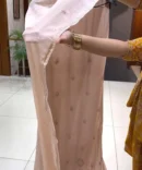 Elegant Light Peach Russian Silk  churidar Fabric