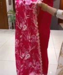 Elegant Rani Pink Churidar Fabric with Floral Dupatta