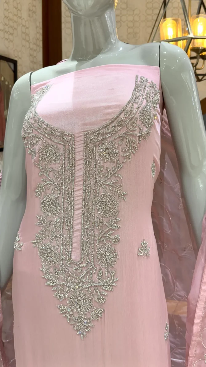 Exquisite Chinon Fabric Dress for Elegant Occasions