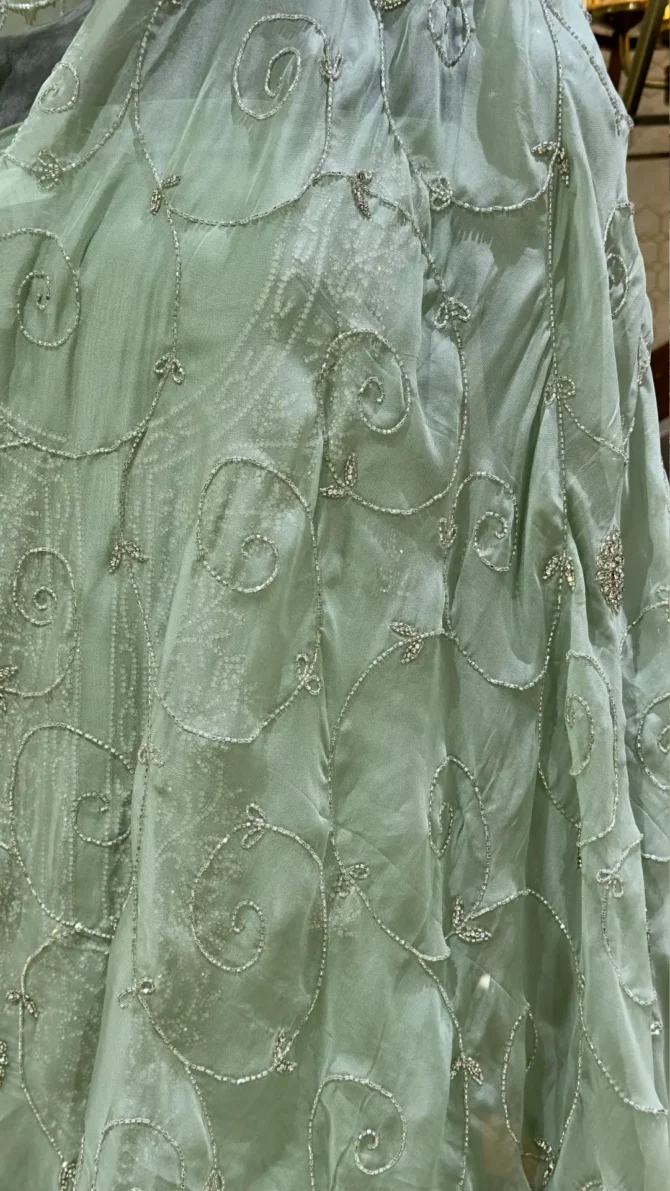 Embrace Elegance with Vibrant pista Chinon Fabric