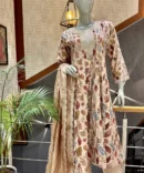 Elegant Muslin Fabric Anarkali Set in Peach