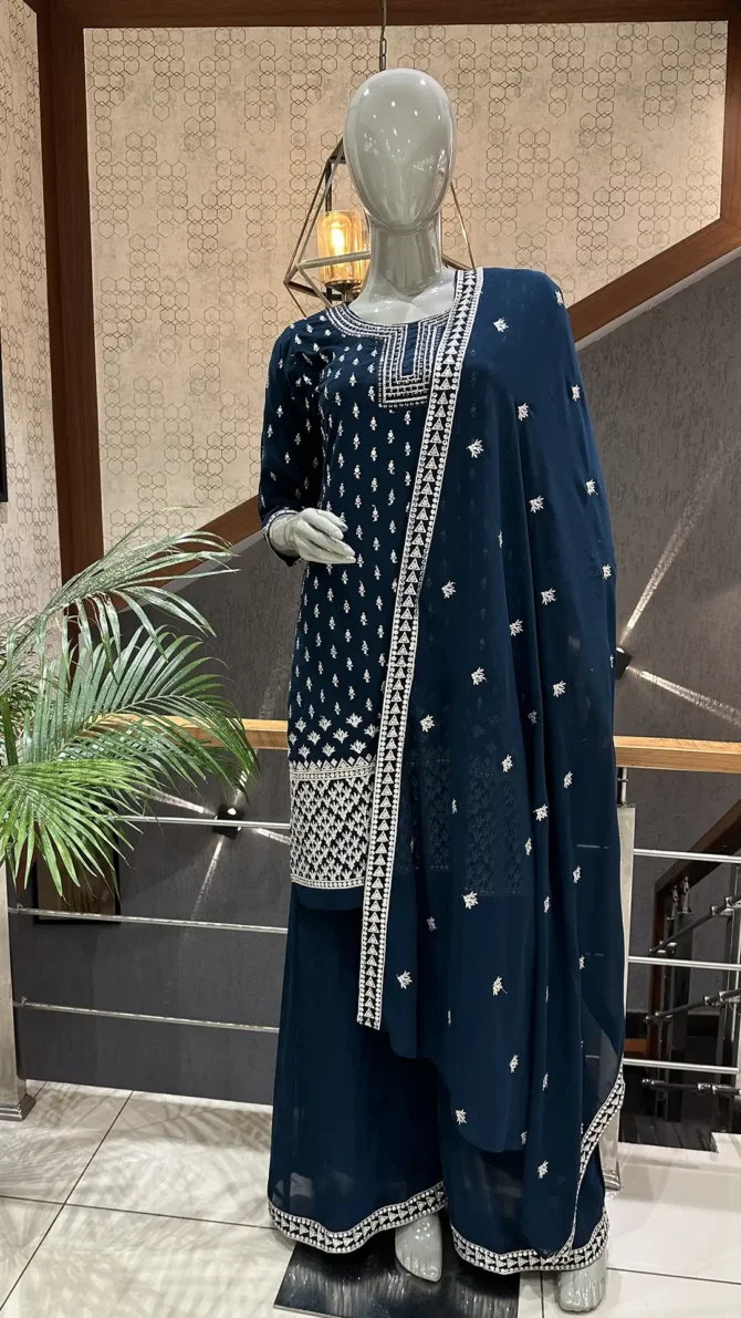 Elegant Teal Chiffon Set: A Perfect Choice