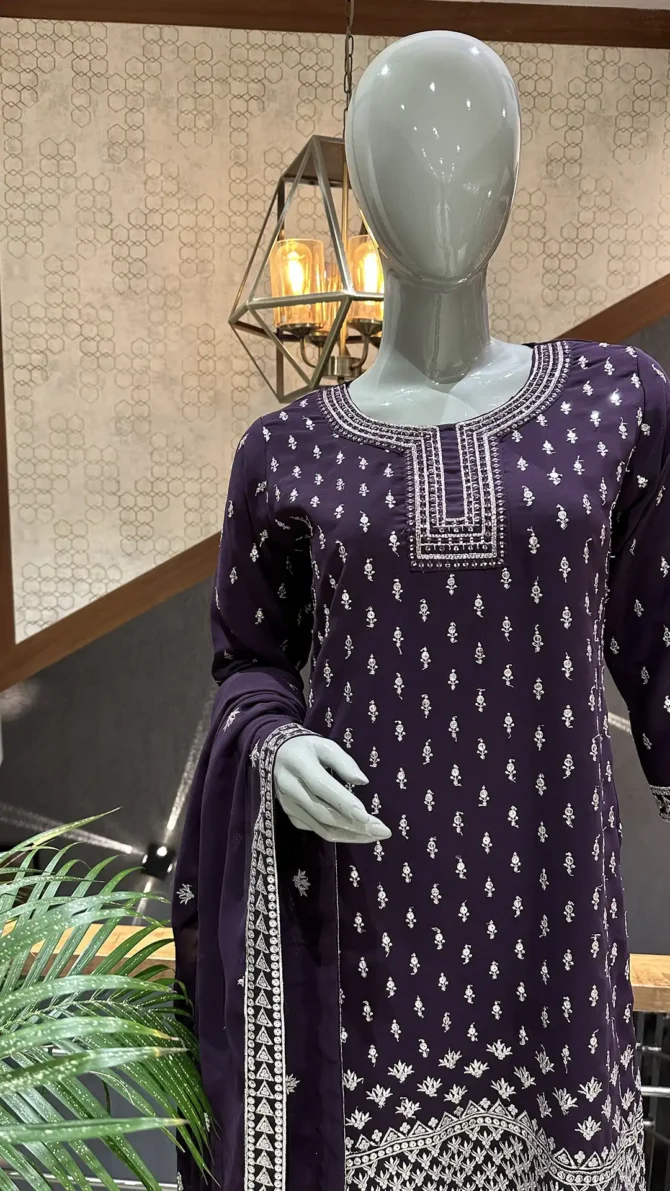 Elegant Wine Chiffon Palazo Set: A Perfect Blend of Style and Comfort