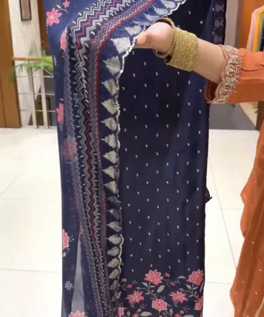 Elevate Your Wardrobe with Our Navy Blue Churidar Set