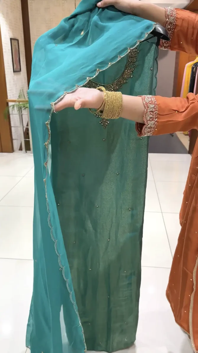 Elegant Organza Fabric Dupatta Ensemble